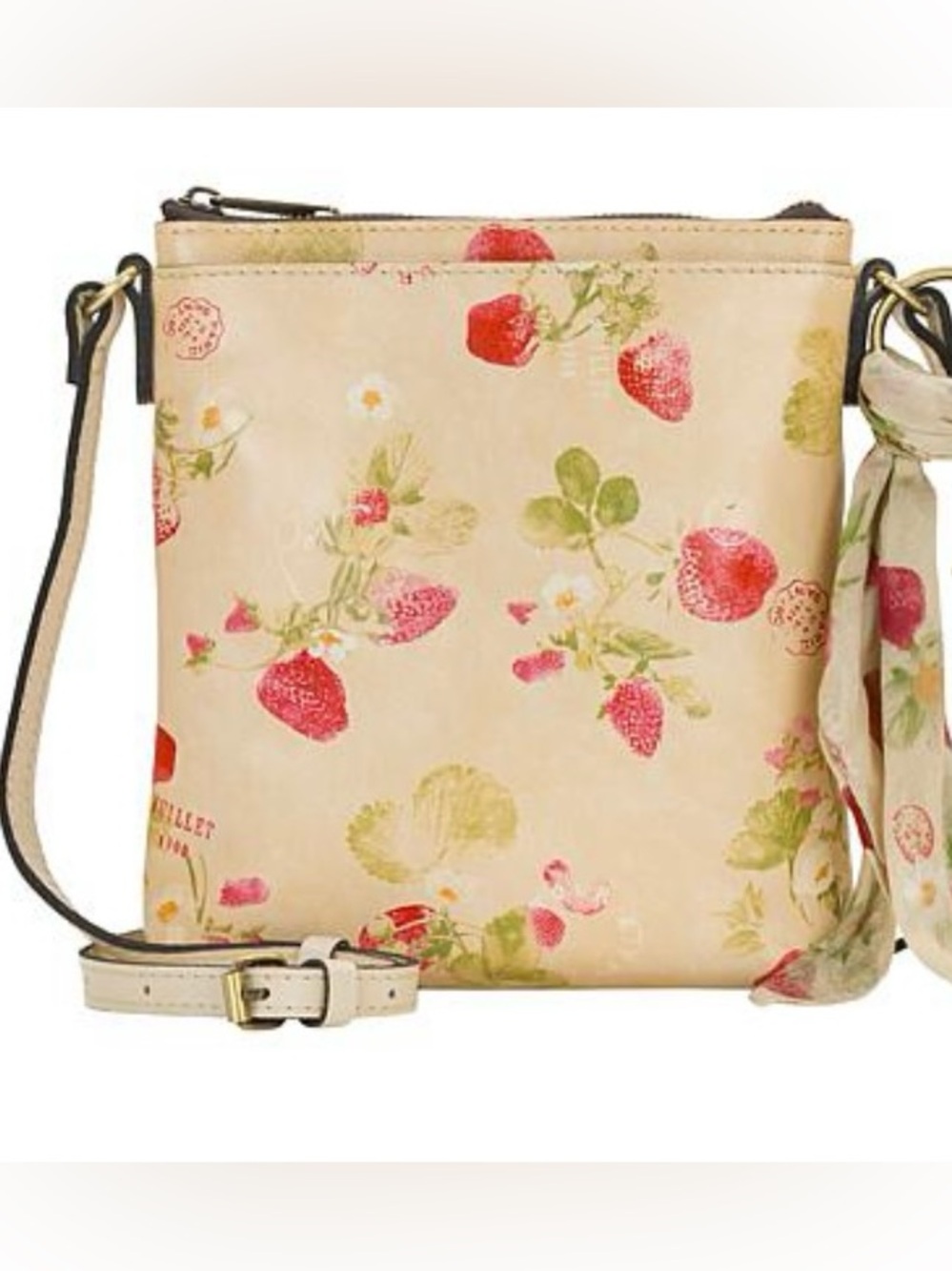Patricia Nash. Brand new Strawberry Print Crossbody Bag - Beige